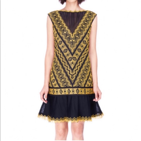 Tadashi Shoji Midi Yellow Cocktail Dress - Picture 1 of 12